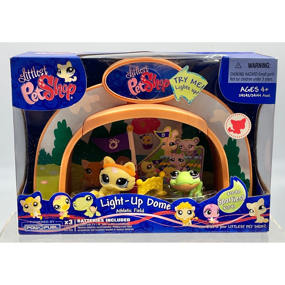 2008 Littlest Pet Shop "Light-Up Dome" Athletic Field #1090 Sportiest #1091 NIB